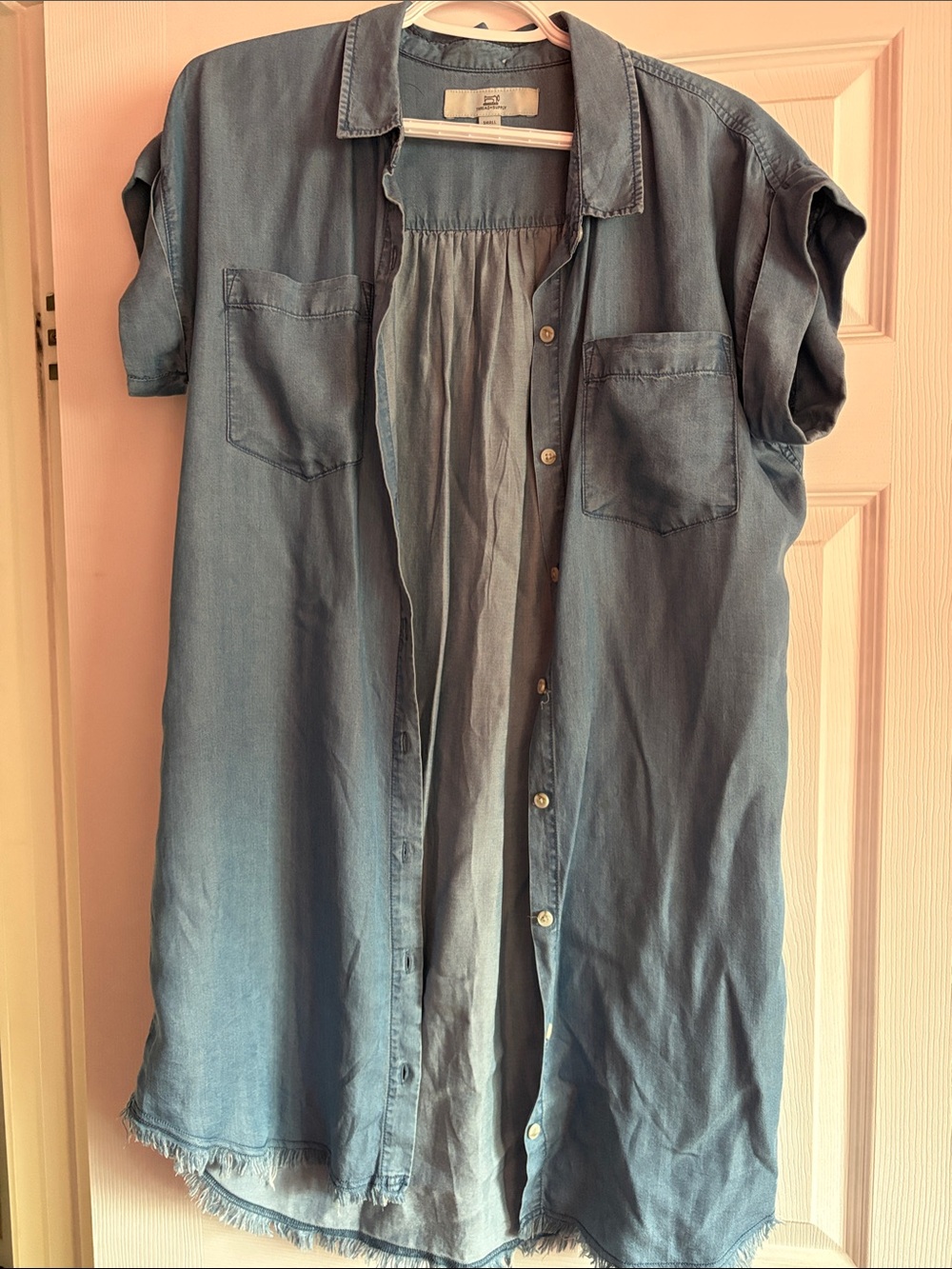 Thread & Supply Light Blue Denim Button-Front Shirt Dress